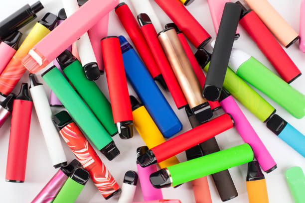US distributor warehouse with stacked disposable vape wholesale inventory
