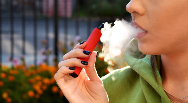 Internal components of a disposable vape showing airflow sensor and PCB